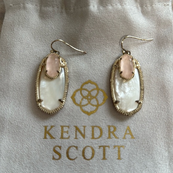 Kendra Scott Mother of Pearl/Rose Quartz Emmy Earrings - Picture 3 of 11